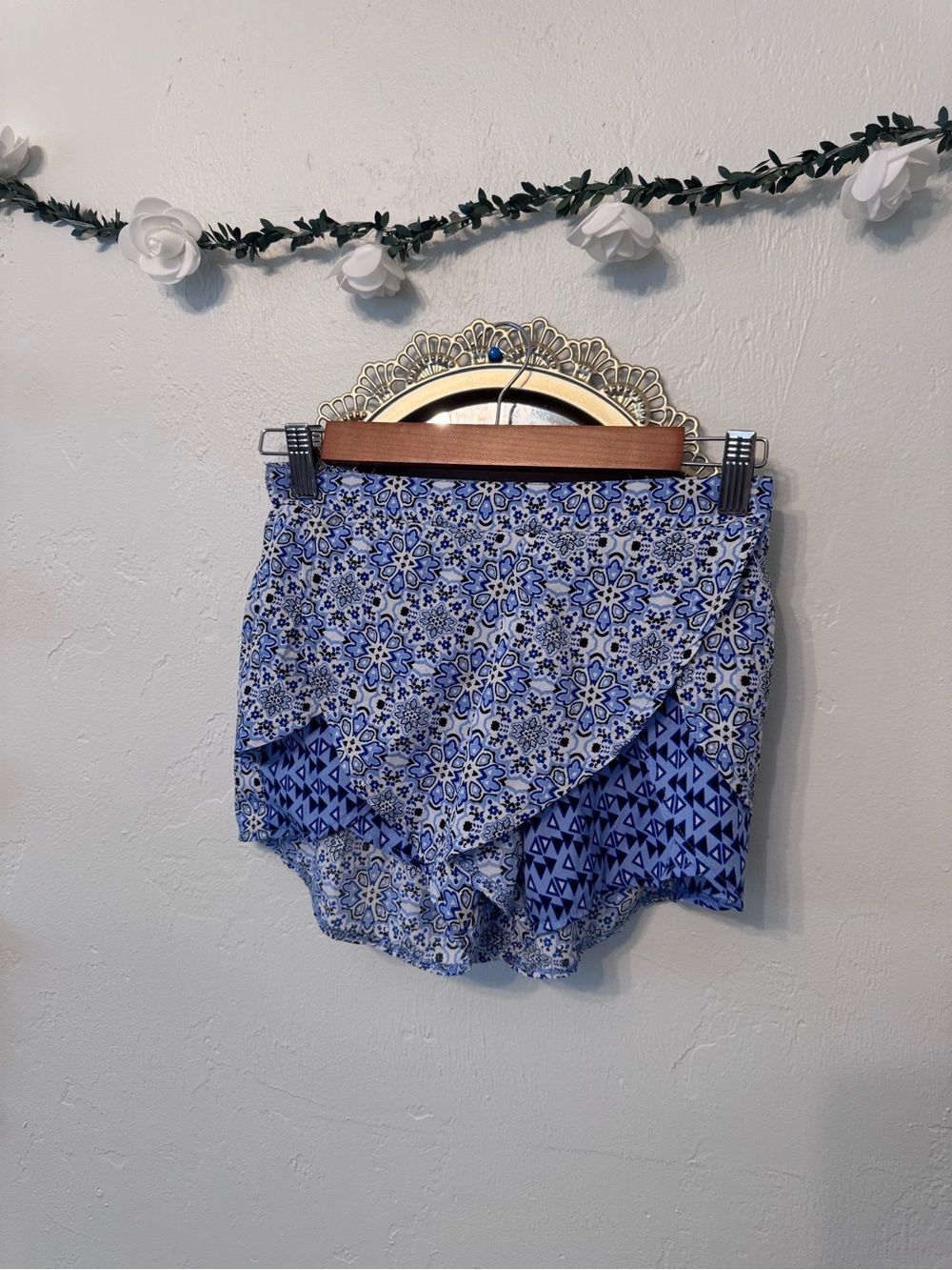 Blue Floral Layered Skort